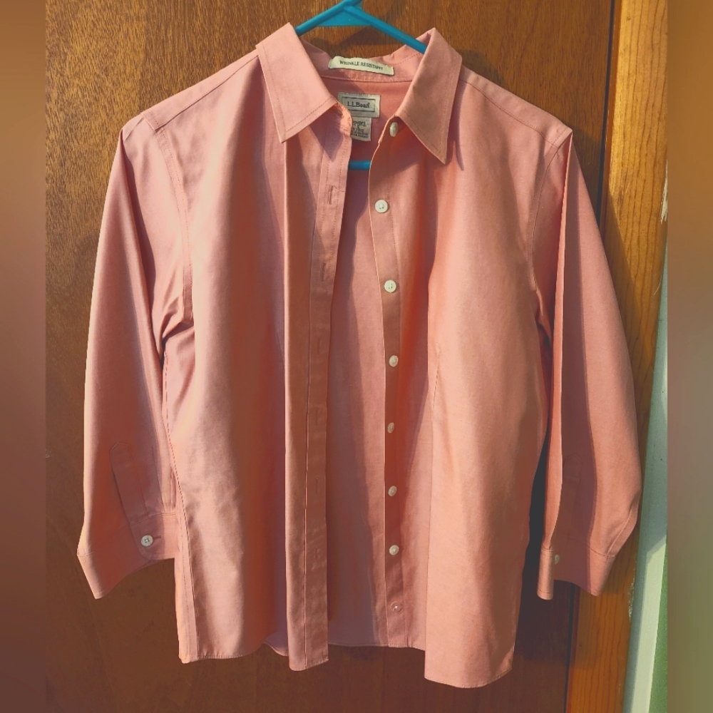 Pink LLBean wrinkle-resistant shirt